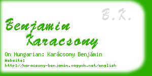 benjamin karacsony business card